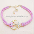 Simple Style Pink Leather anchor bracelet